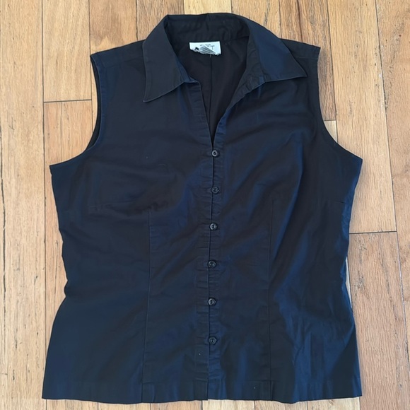 Loft Ann Taylor | Black Button-Up Tank Blouse | Size 6 - Picture 1 of 4